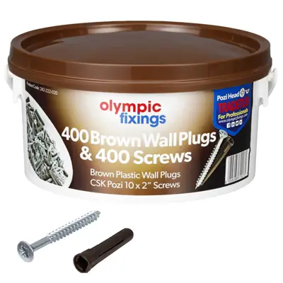 Read more on Olympic Fixings 242-222-020 | Trade Tub Brown Wall Plugs + 8x2