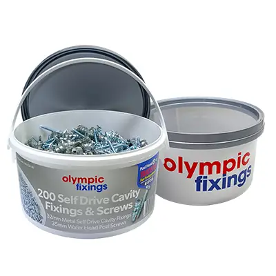 Read more on Olympic Fixings 242-222-140 | Trade Tub Metal Self Drive Cavity Fixings and Screws (Tub of 200)