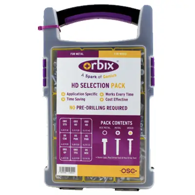Read more on Orbix OBX-SCT-HD | Self Drill Metal and Wood Screw Kit HD Selection Pack, Steel/Bright Zinc Plated with Case