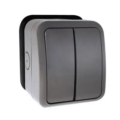 Read more on Click OA412AG | Aquip 13A IP66 2 Gang 2 Way Weatherproof Switch with MiniGrid Modules, Anthracite Grey Polycarbonate