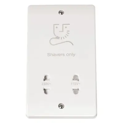 Read more on Click Scolmore CMA100 | Mode 115/230V Dual Voltage Bathroom Shaver Socket, White