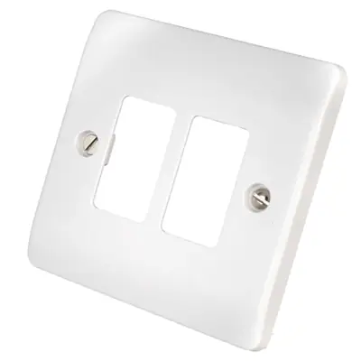 Read more on Click Scolmore CMA20402 | Gridpro Mode 2 Gang Front Plate, White