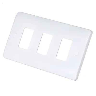 Read more on Click Scolmore CMA20403 | Gridpro Mode 3 Gang Front Plate, White