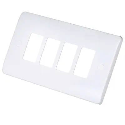 Read more on Click Scolmore CMA20404 | Gridpro Mode 4 Gang Front Plate, White