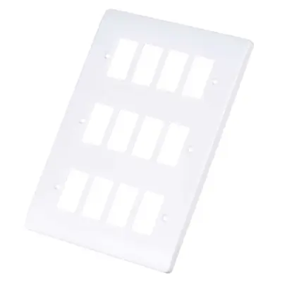 Read more on Click Scolmore CMA20512 | Gridpro Mode 12 Gang Front Plate, White