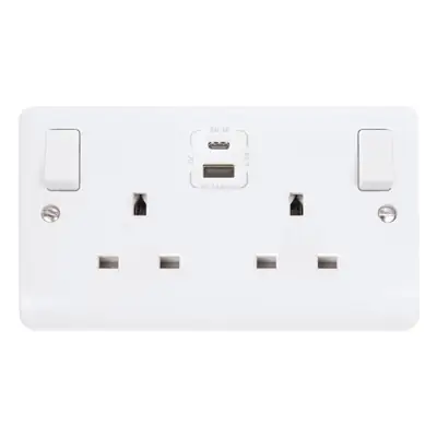 Read more on Click Scolmore CMA786 | Mode 13A 2 Gang Switch Socket with 4.2A Type A & C USB Ports and Outboard Rockers, White Moulded