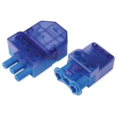 21411-3 Click Scolmore CT101C | Clickflow 20A 3 Pin Plug-In Flow Connector, Blue