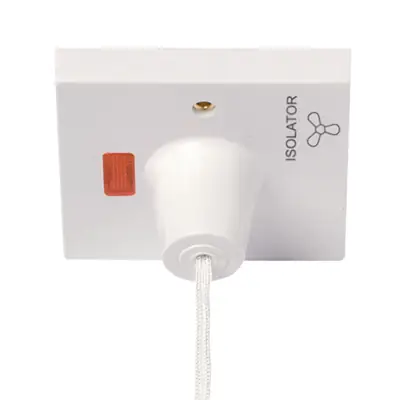 Read more on Click Scolmore PRW208 | 10A Triple Pole Pull Cord Fan Isolator Switch with Neon, White