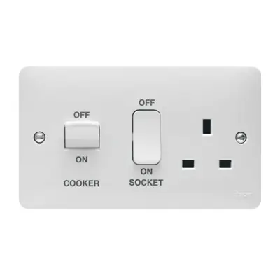 Read more on Hager WMCC50 | Sollysta 45A Double Pole DP Cooker Control Switched Socket Outlet, White