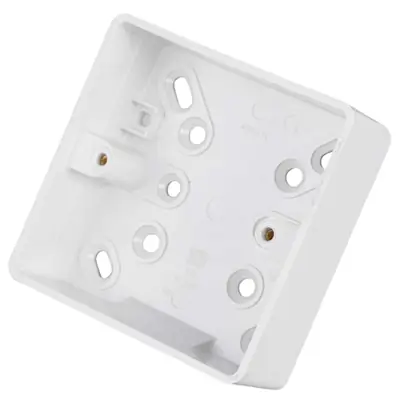 Read more on MK K2181WHI | Logic Plus 32mm 1 Gang PVC Pattress Surface Mounting Back Box with Knockouts, White