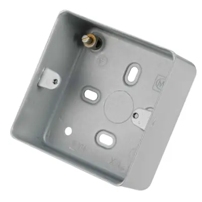 Read more on MK K2213ALM | Logic Plus 41mm 1 Gang Surface Mounting Pattress Box with Knockouts, Metal Clad