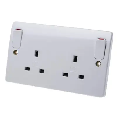 Read more on MK K2746WHI | Logic Plus 13A 2 Gang Double Pole (DP) Switched Plug Socket with Outboard Rockers & Dual Earth, White