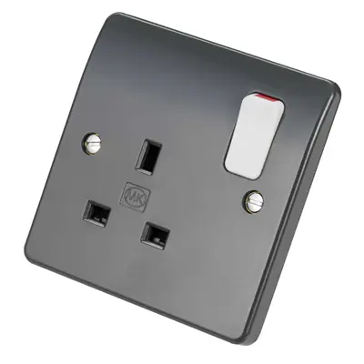 Read more on MK K2757GRA | Logic Plus 13A Double Pole 1 Gang Switched Socket with White Rocker Switch, Graphite