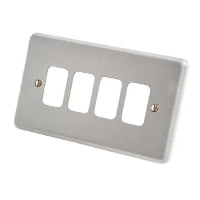 Read more on MK K3494ALM | Grid Plus 4 Gang Front Plate, Metal Clad