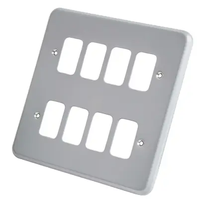 Read more on MK K3498ALM | Grid Plus 8 Gang Front Plate, Metal Clad