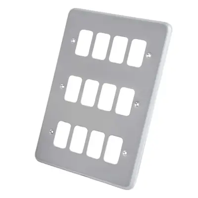 Read more on MK K3502ALM | Grid Plus 12 Gang Front Plate, Metal Clad