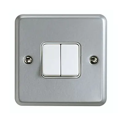 Read more on MK K3592ALM | 10A 2 Gang 2 Way Single Pole Light Switch Plate with Back Box, Metal Clad