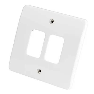 Read more on MK K3632WHI | Grid Plus 2 Gang Front Plate, White