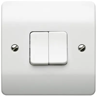 Read more on MK K4868WHI | Logic Plus 20A 2 Gang 1 Way Double Pole (DP) Light Switch, White