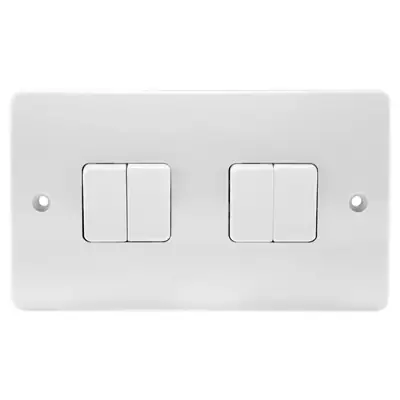 Read more on MK K4874WHI | Logic Plus 10A 4 Gang 2 Way Single Pole (SP) Light Switch, White