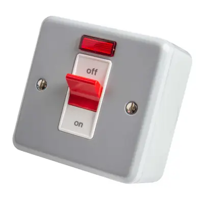 Read more on MK K5240ALM | 32A Double Pole 1 Gang Switch with Neon, Metal Clad