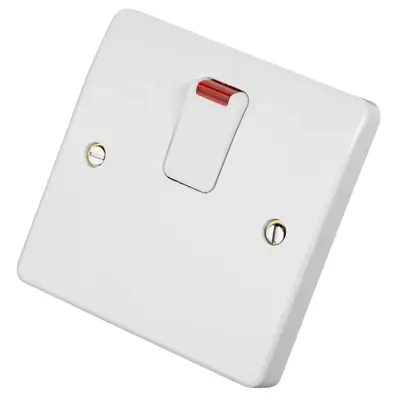 Read more on MK K5423WHI | Logic Plus 20A Double Pole 1 Gang Switch with Neon & Flex Outlet, White
