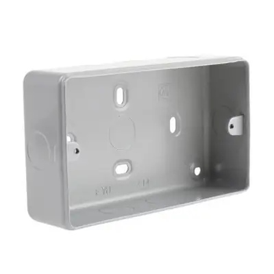Read more on MK K897ALM | 40mm 2 Gang Electrical Surface Mounting Back Box with 8x20mm Knockouts