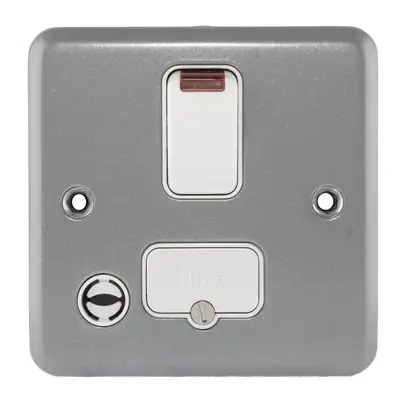 Read more on MK K972ALM | 13A 1 Gang Double Pole Switched Fused Spur Connection Unit with Neon & Flex Outlet, Metal Clad