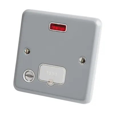 Read more on MK K986ALM | 13A 1 Gang Double Pole Unswitched Fused Spur Connection Unit with Neon & Flex Outlet, Metal Clad