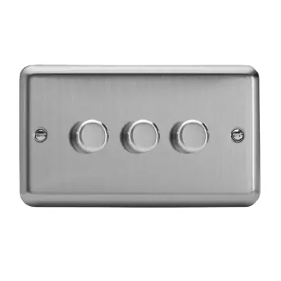 Read more on Varilight JSDP303 | V-Pro 120W 3 Gang 2 Way Push On/Off Rotary LED Dimmer, Matt Chrome