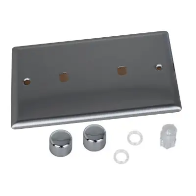 Read more on Varilight WTD2 | 2 Gang Twin Plate Rotary Dimmer Matrix Kit, Classic Brushed Steel
