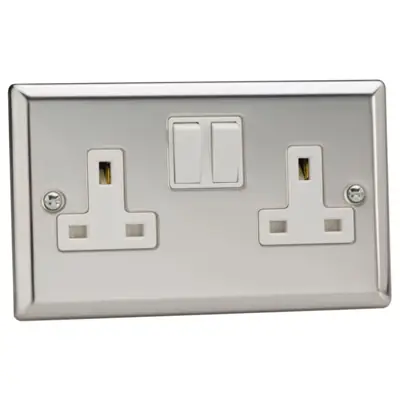 Read more on Varilight XC5W | 13A 2 Gang Double Pole Switched Socket, Classic Mirror Chrome