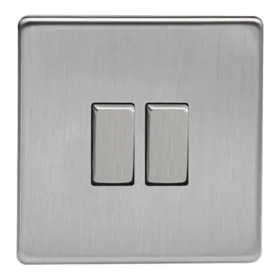 Read more on Varilight XDS2S | 10A 2 Gang 1 or 2 Way Rocker Light Switch, Screwless Brushed Steel