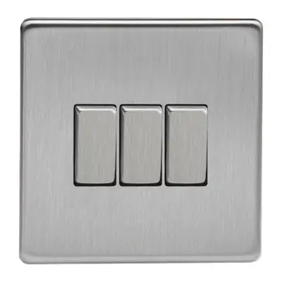 Read more on Varilight XDS3S | 10A 3 Gang 1 or 2 Way Rocker Light Switch, Screwless Brushed Steel