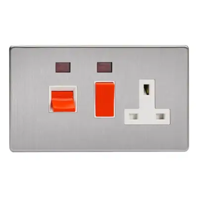 Read more on Varilight XDS45PNWS | 45A Cooker Panel with Neon and 13A Double Pole Switched Socket Outlet, Screwless Brushed Steel