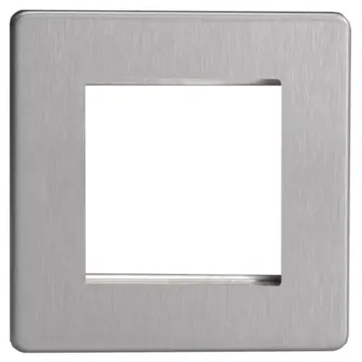 Read more on Varilight XDSG2S | 2 Gang Single Aperature DataGrid Faceplate, Screwless Brushed Steel