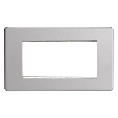 Read more on Varilight XDSG4S | 4 Gang Single Aperature DataGrid Faceplate, Screwless Brushed Steel