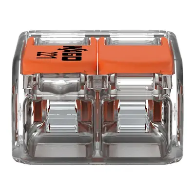 30910-2 Wago 221-412 | 32A 2 Way Compact Lever Operated Cable Splicing Connector Terminal Block, Transparent (Pack of 100)