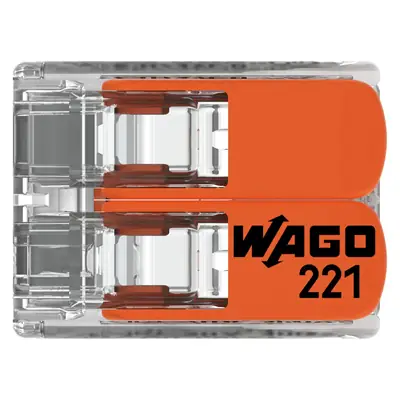30910-3 Wago 221-412 | 32A 2 Way Compact Lever Operated Cable Splicing Connector Terminal Block, Transparent (Pack of 100)