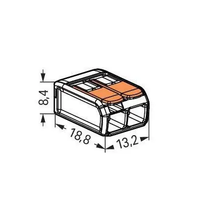 30910-4 Wago 221-412 | 32A 2 Way Compact Lever Operated Cable Splicing Connector Terminal Block, Transparent (Pack of 100)