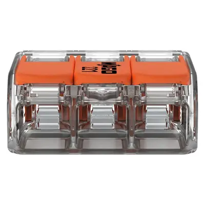 30911-2 Wago 221-413 | 32A 3 Way Compact Lever Operated Cable Splicing Connector Terminal Block, Transparent (Pack of 50)