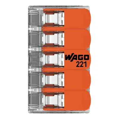 30912-3 Wago 221-415 | 32A 5 Way Compact Lever Operated Cable Splicing Connector Terminal Block, Transparent (Pack of 25)