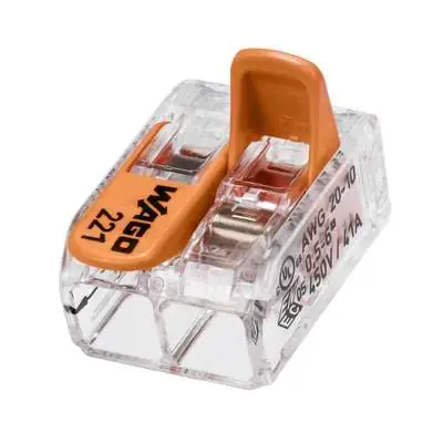 Read more on Wago 221-612 | 41A 450V 4kV 0.5 - 6mm 2 Way Compact Lever Operated Cable Splicing Connector Terminal Block, Transparent (Pack of 50)