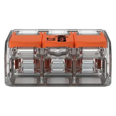 30913-2 Wago 221-613 | 41A 3 Way Compact Lever Operated Cable Splicing Connector Terminal Block, Transparent (Pack of 30)