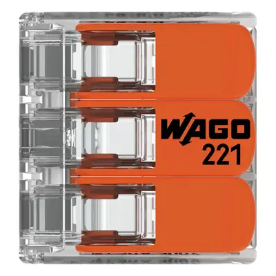 30913-3 Wago 221-613 | 41A 3 Way Compact Lever Operated Cable Splicing Connector Terminal Block, Transparent (Pack of 30)