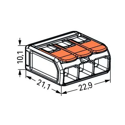 30913-4 Wago 221-613 | 41A 3 Way Compact Lever Operated Cable Splicing Connector Terminal Block, Transparent (Pack of 30)