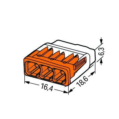 38434-2 Wago 2773-403 | 32A 3 Way Compact Push Cable Splicing Connector Terminal Block, Orange (Pack of 100)
