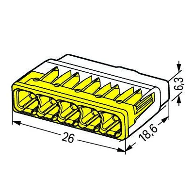 38435-2 Wago 2773-405 | 32A 5 Way Compact Push Cable Splicing Connector Terminal Block, Yellow (Pack of 60)